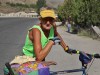 Eine Radfahrerin aus Bulgarien